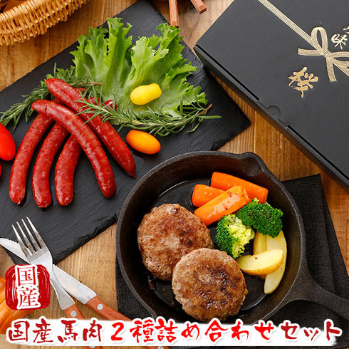 馬刺し 国産 熊本 ギフト 国産馬肉 2種詰め合わせセット 手作り馬ハンバーグ 馬肉ウィンナー 詰め合わせセット 480g 贈答 化粧箱小付き 馬肉 贈答 馬刺 純馬刺し ばさし 刺し 産直 国内 通販 名産 お土産 おつまみ 有名 イベント 喜ばれる ヘルシー